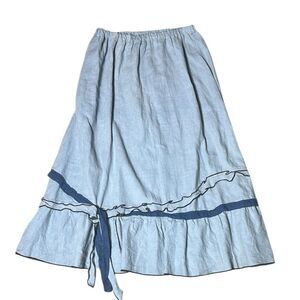 Sarah Clemens women’s linen maxi skirt heavy quality ruffle Lagenlook